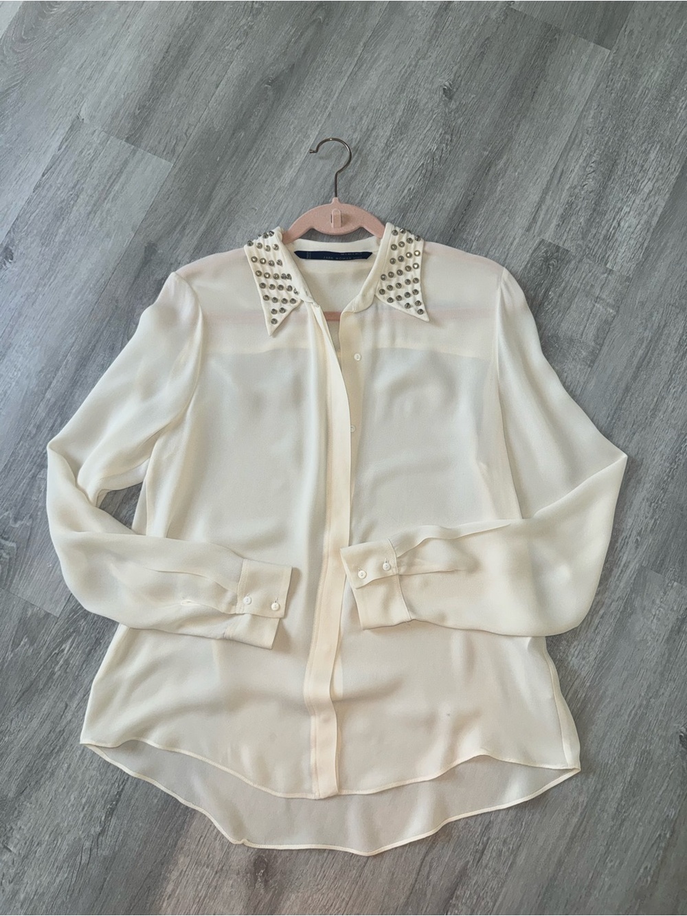 Zara Gold Stud Mulberry Silk Blouse Small